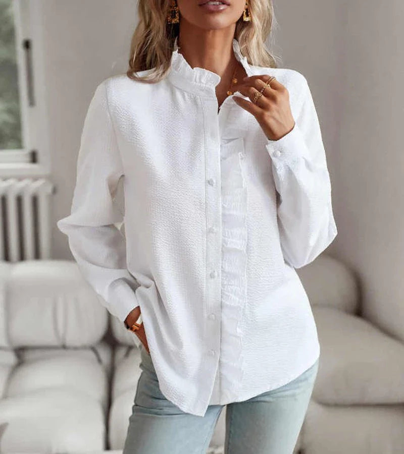 Giorgia | Raffinamento a Righe, Camicia Con Volant