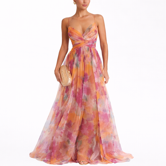 Andrea | Precioso vestido largo con estampado floral