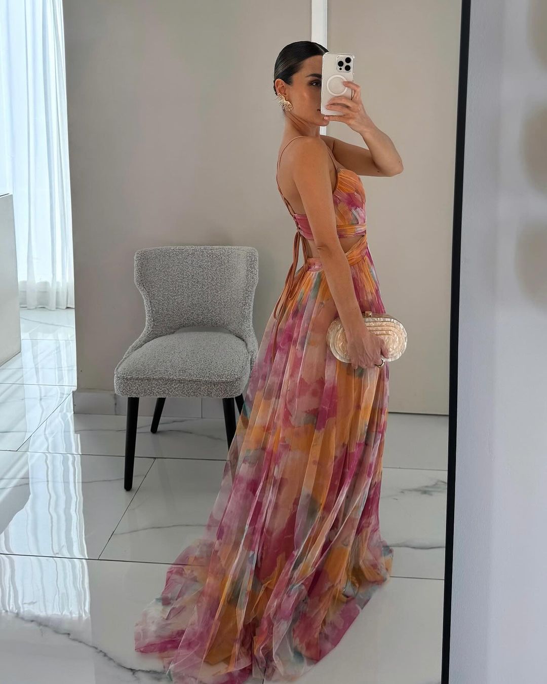 Andrea | Precioso vestido largo con estampado floral