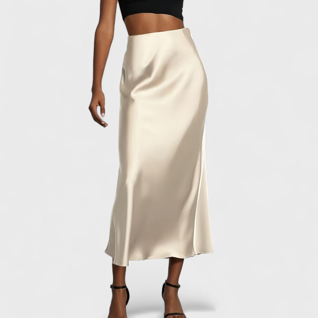 Sasha - Gonna Midi in Raso a Vita Alta da Donna