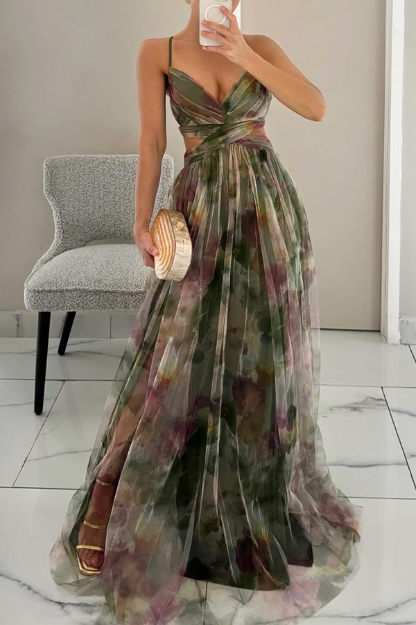 Andrea | Precioso vestido largo con estampado floral