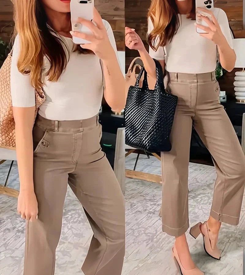 Martina | Pantalones rectos con detalles elegantes